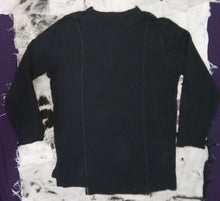 Load image into Gallery viewer, Cross Black distressed Henley Long sleeve