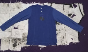 Double Blue Reconstructed Henley Long Sleeve T-shirt