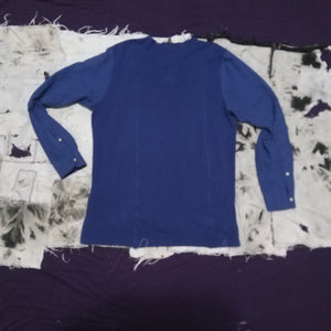 Double Blue Reconstructed Henley Long Sleeve T-shirt