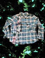 Blue reconstructed mountain flannel