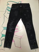 Load image into Gallery viewer, Black Sashiko Repaired Jeans