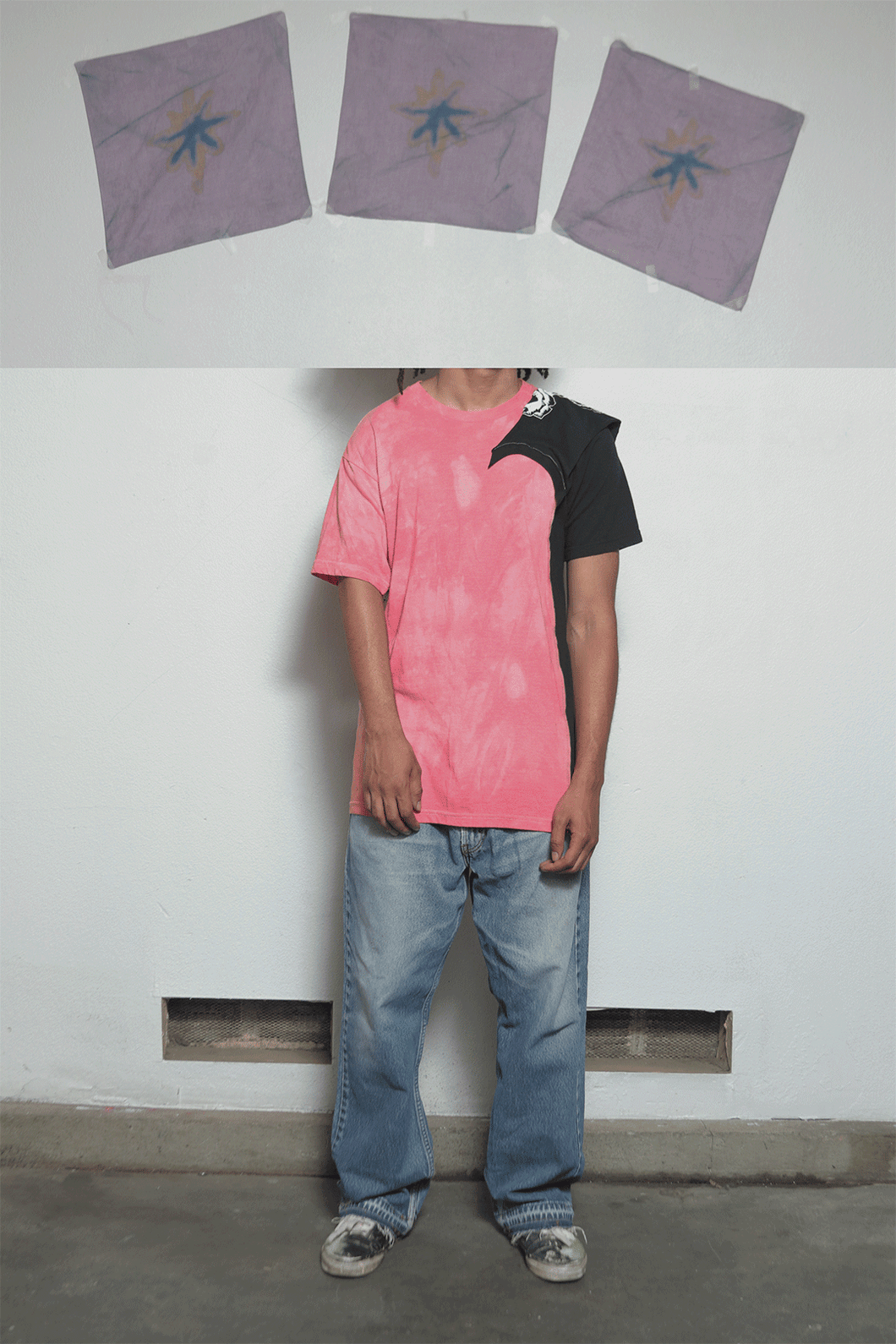 Reconstructed Dyed Rose Cape T-shirt