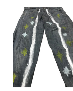 Gray Yellow Green Stars and Stripes Jeans