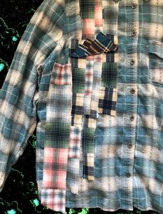 Blue reconstructed mountain flannel