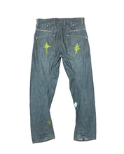 Load image into Gallery viewer, Gray Yellow Green Stars and Stripes Jeans