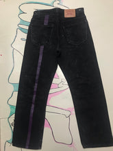 Load image into Gallery viewer, Purple Racing Stripe Black Jeans