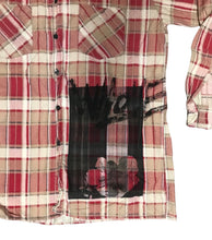 Load image into Gallery viewer, Red and Beige Flannel w/ Flower stripes