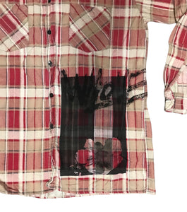 Red and Beige Flannel w/ Flower stripes