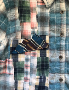 Blue reconstructed mountain flannel